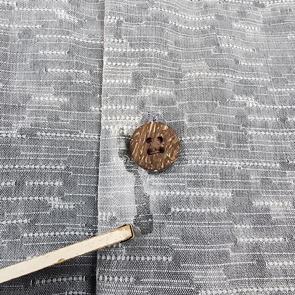 Tommy Bahama Shirt Mens Medium Gray Pineapple Print Silk Hawaiian Loop Collar - Picture 12 of 16